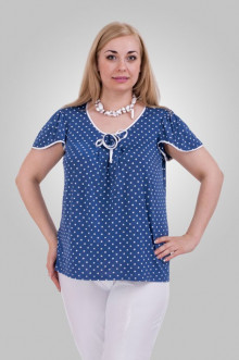 Блуза "Олси" 1310007.2 ОЛСИ (Горох белый на синем)